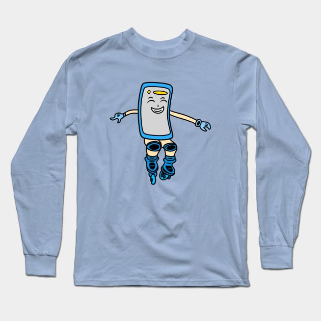 Cute cartoon roller skating Long Sleeve T-Shirt by Andrew Hau